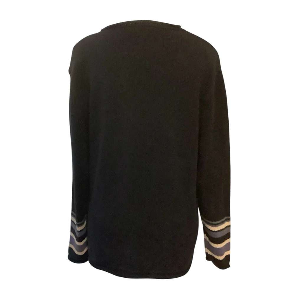 PARKHURST DARK BLUE STRIPED LONG SLEEVE KNIT SWEATER/ Size M - Picture 4 of 13